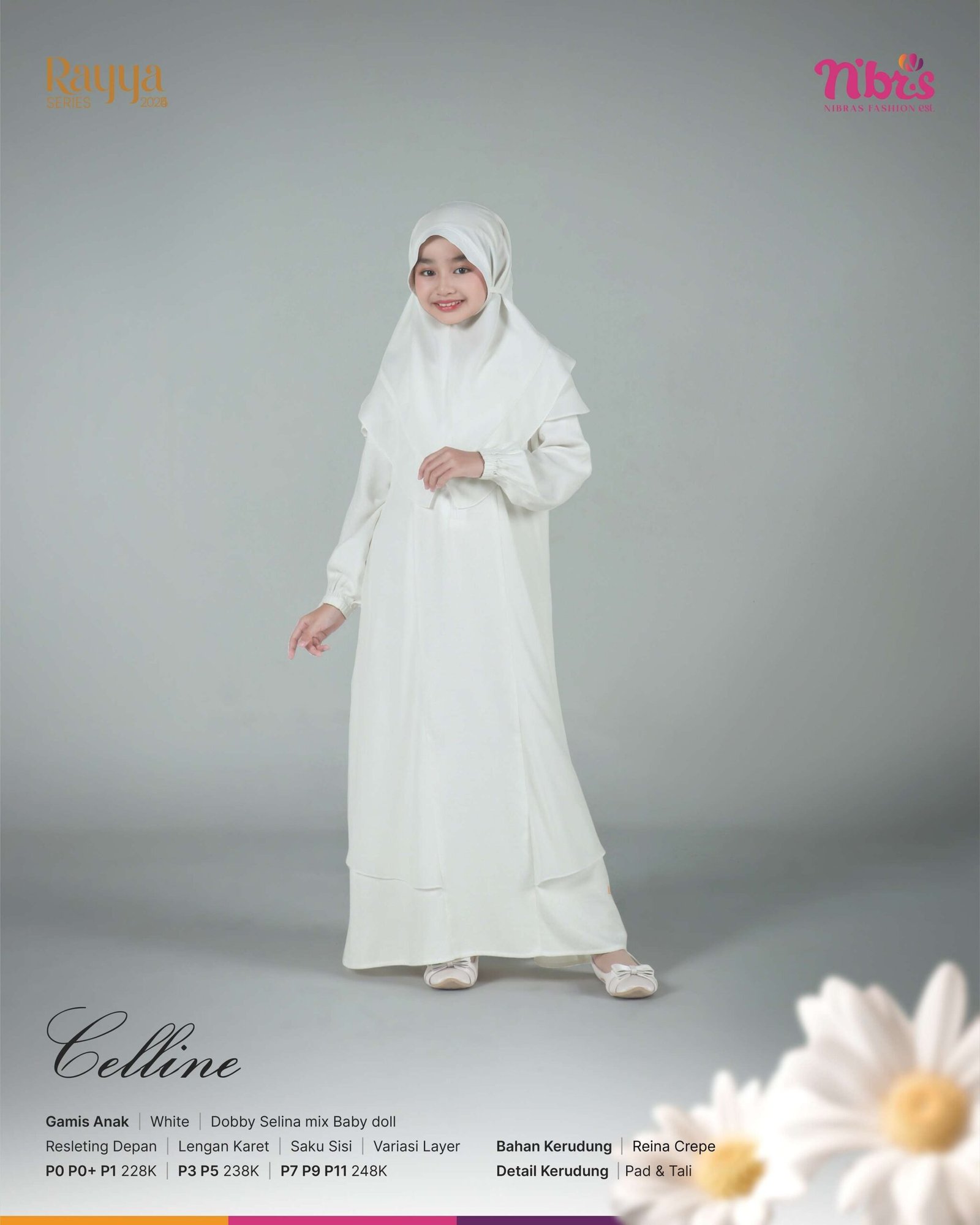 NIBRAS Gamis Anak Celline White Putih