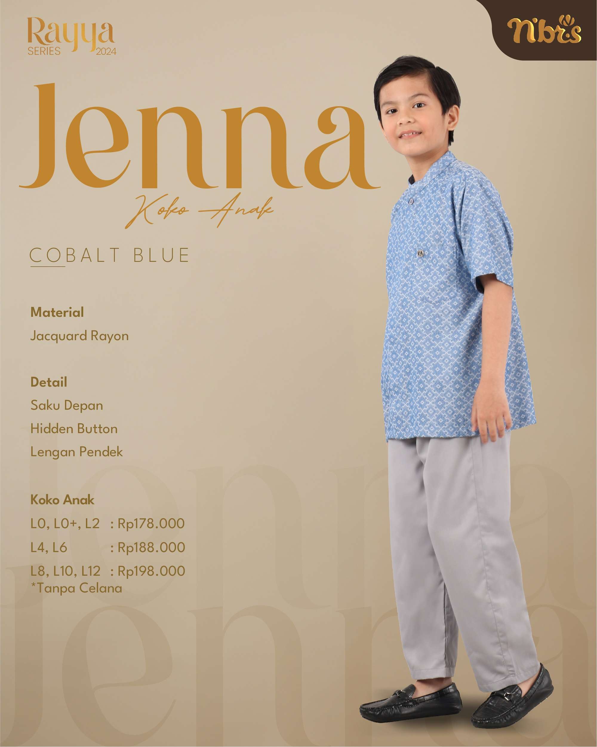 NIBRAS Koko Anak KA LPendek Jenna Cobalt Blue